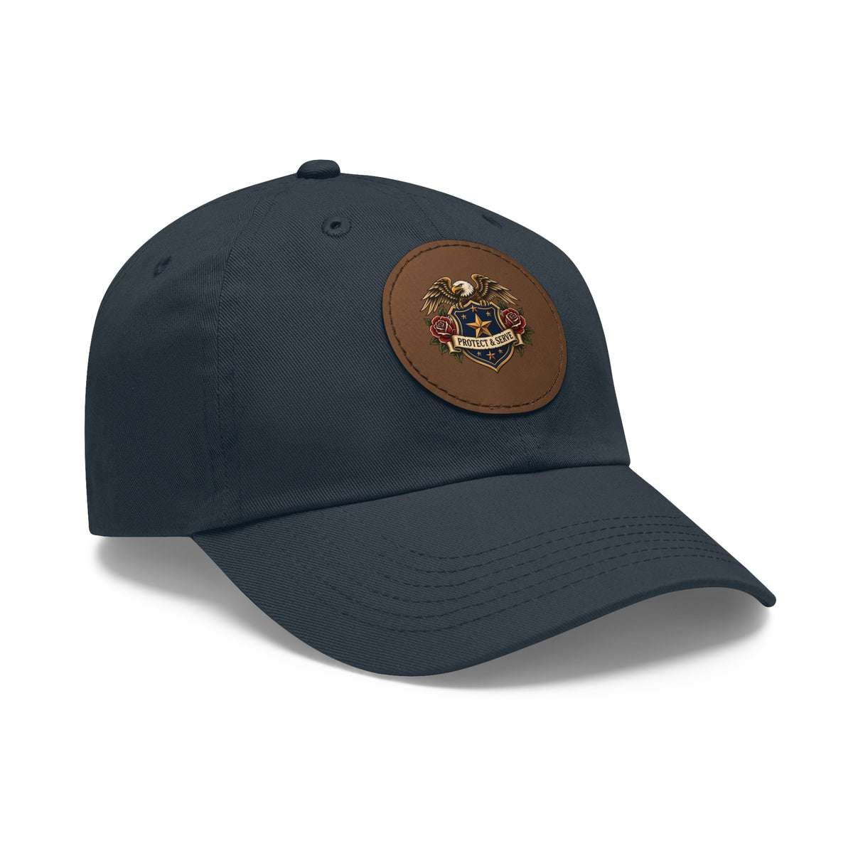 Protect & Serve Police Leather Patch Dad Hat