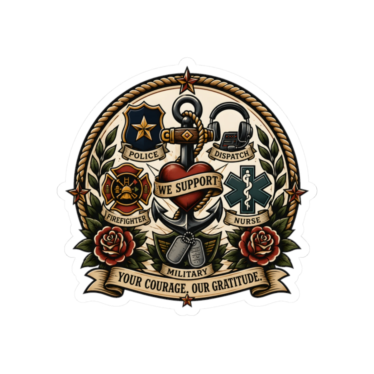 We Support First Responders Kiss-Cut Sticker