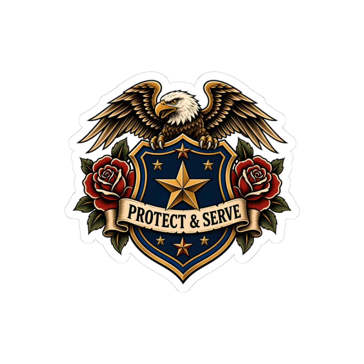 Protect & Serve Police Kiss-Cut Sticker