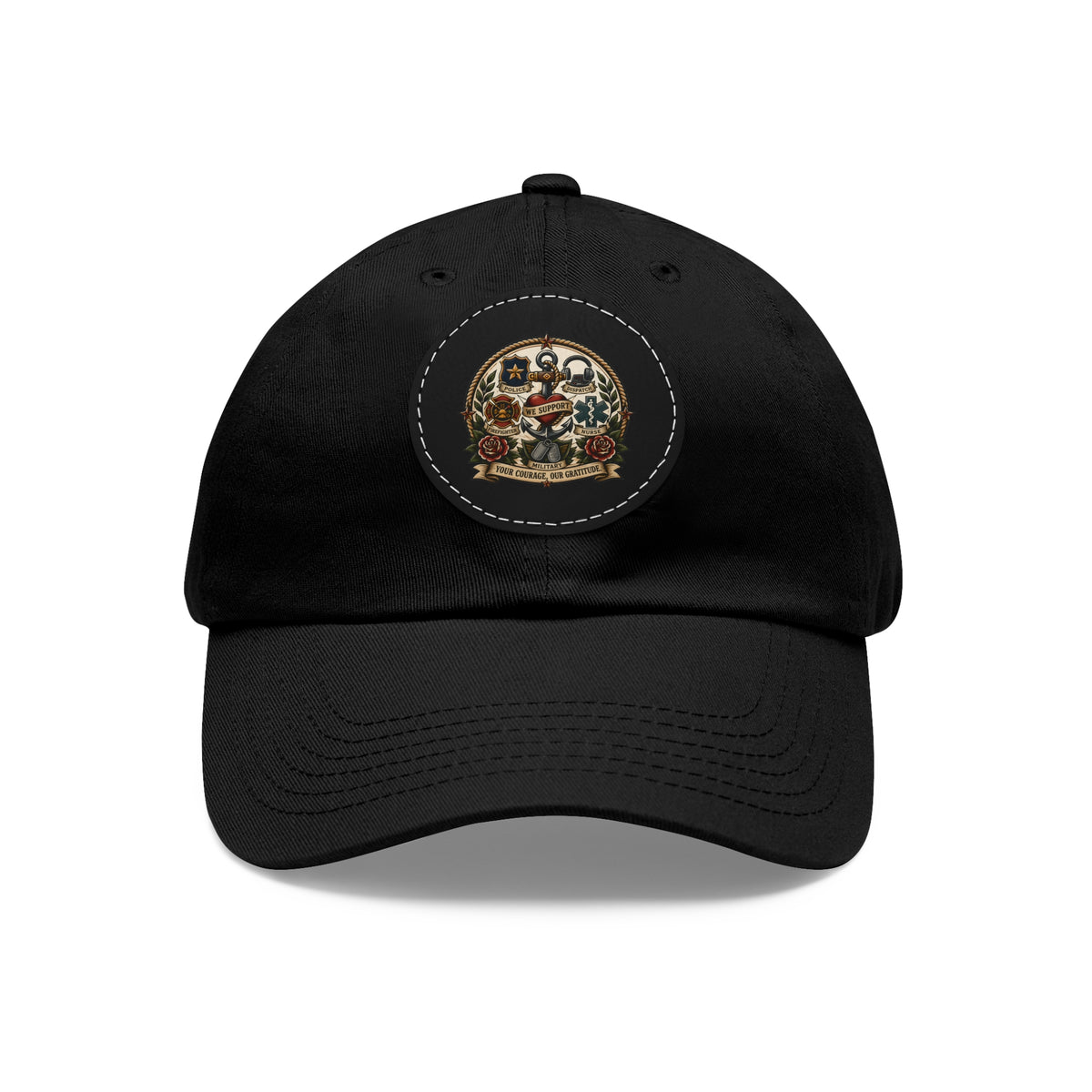 We Support First Responders Leather Patch Dad Hat
