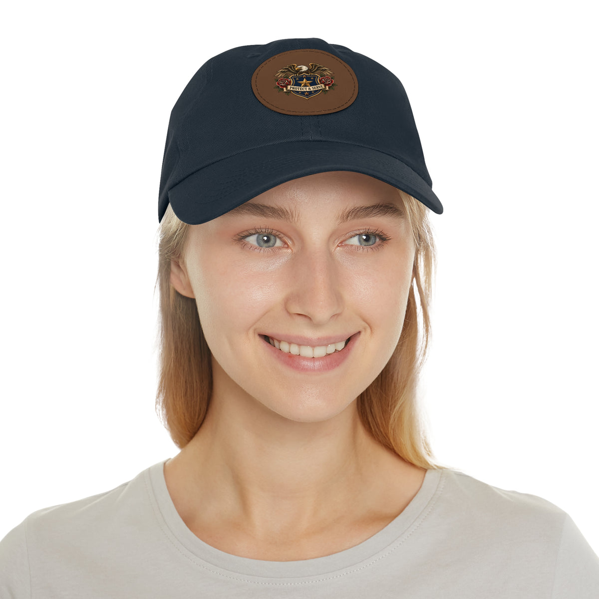 Protect & Serve Police Leather Patch Dad Hat