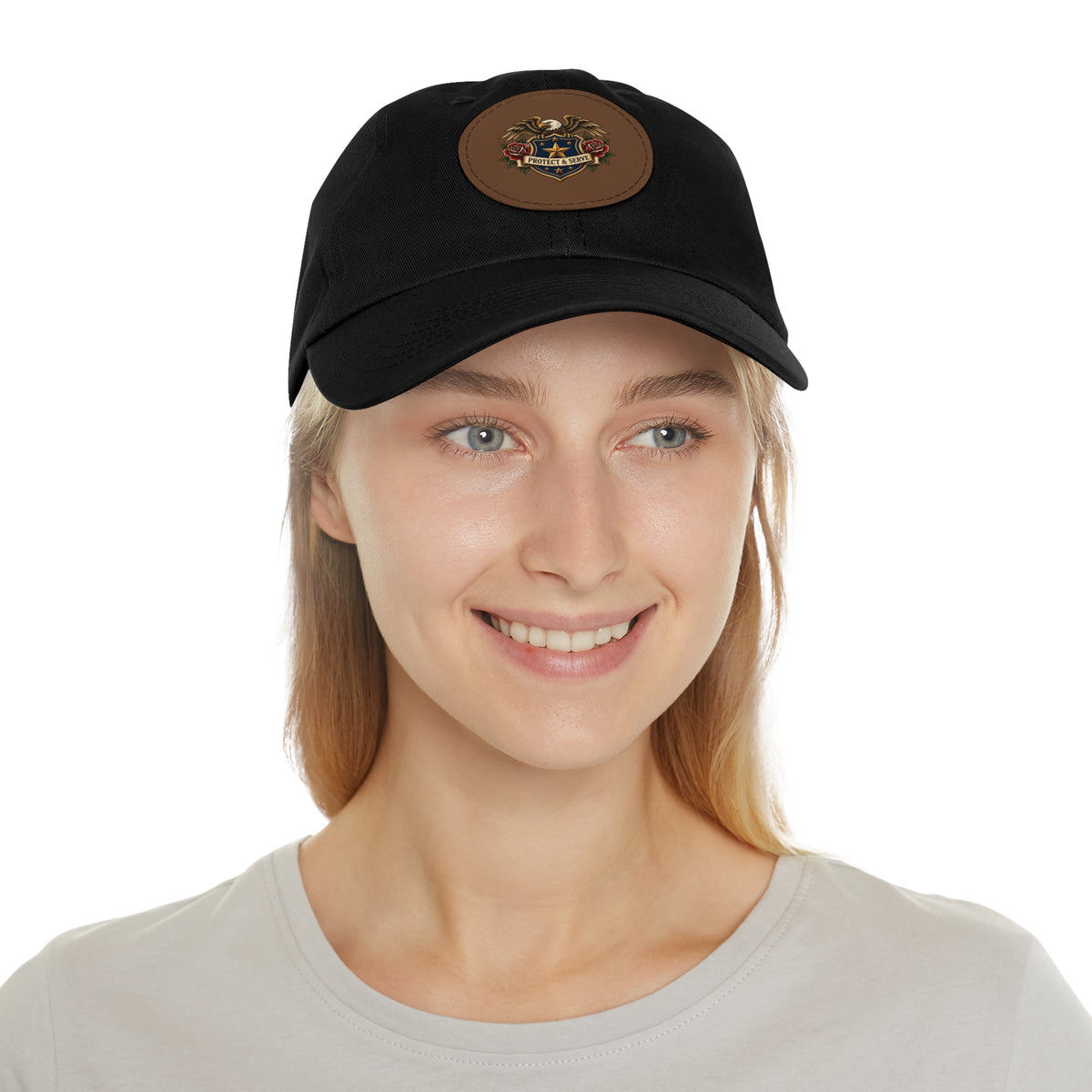Protect & Serve Police Leather Patch Dad Hat