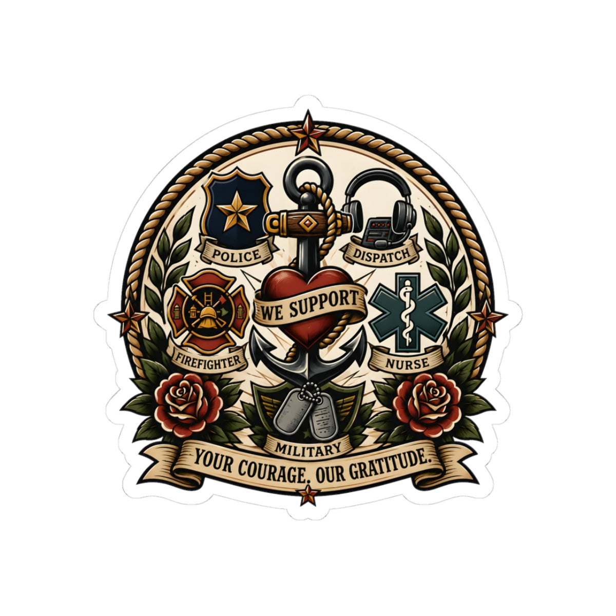 We Support First Responders Kiss-Cut Sticker