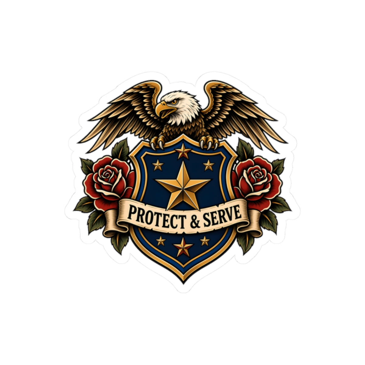 Protect & Serve Police Kiss-Cut Sticker