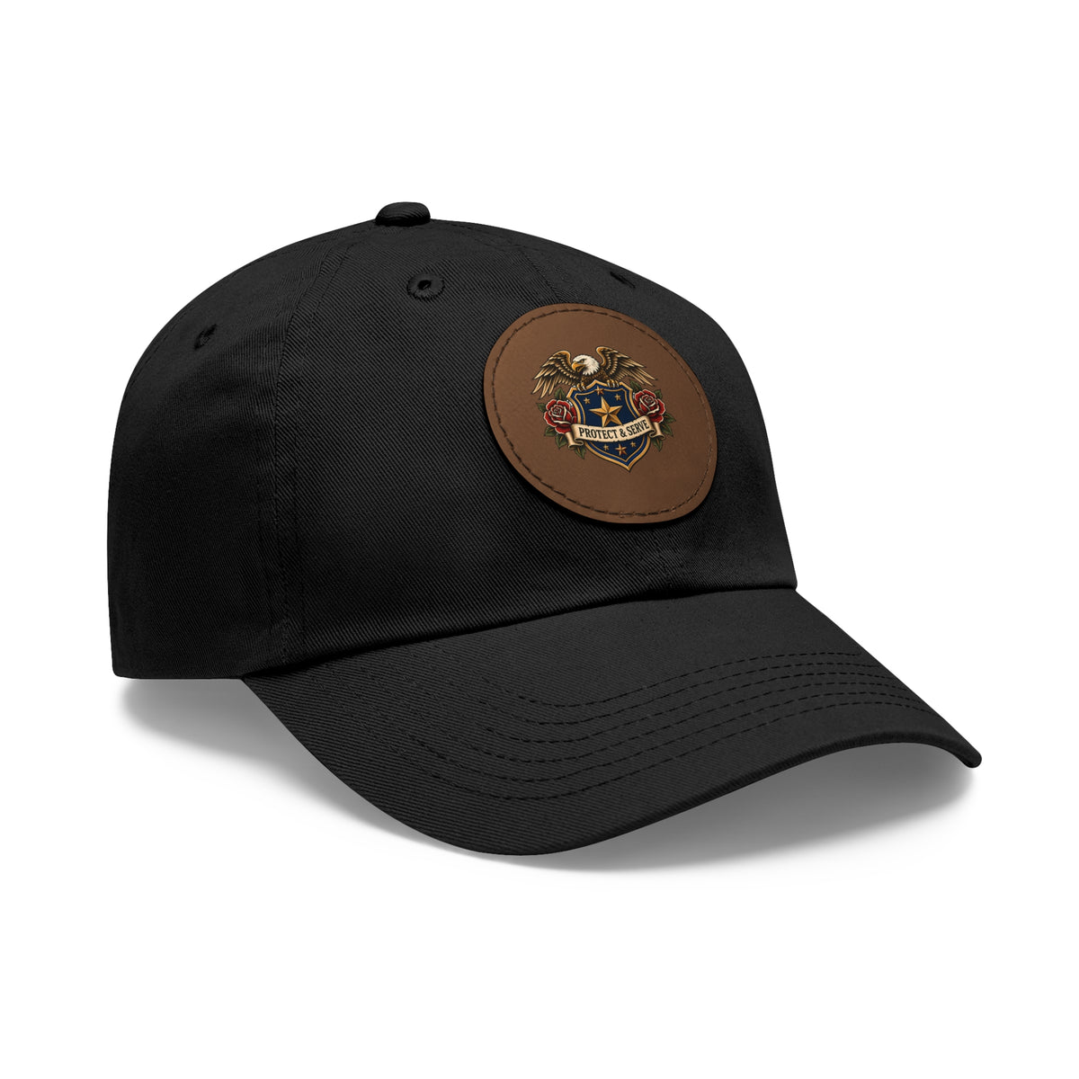 Protect & Serve Police Leather Patch Dad Hat