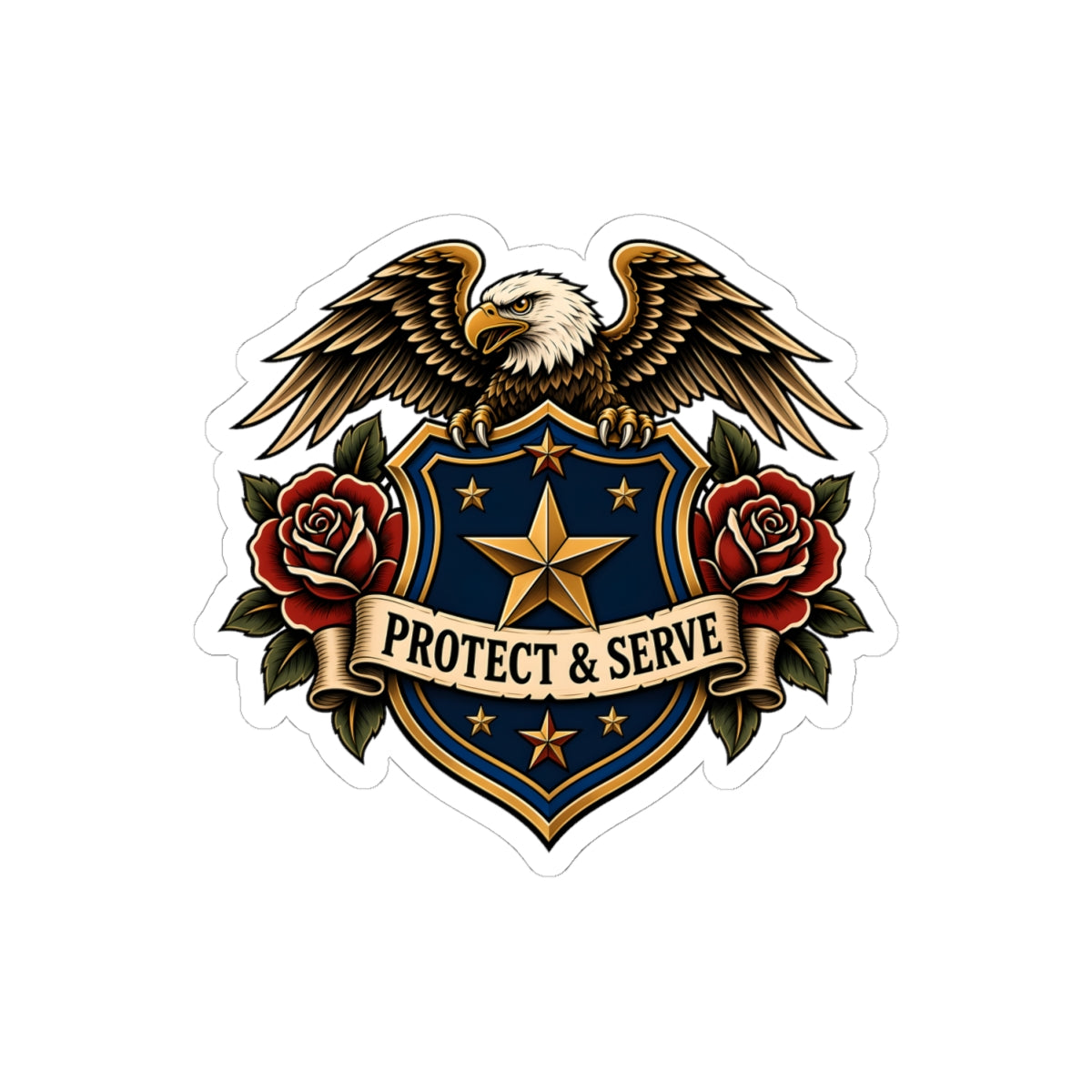Protect & Serve Police Kiss-Cut Sticker
